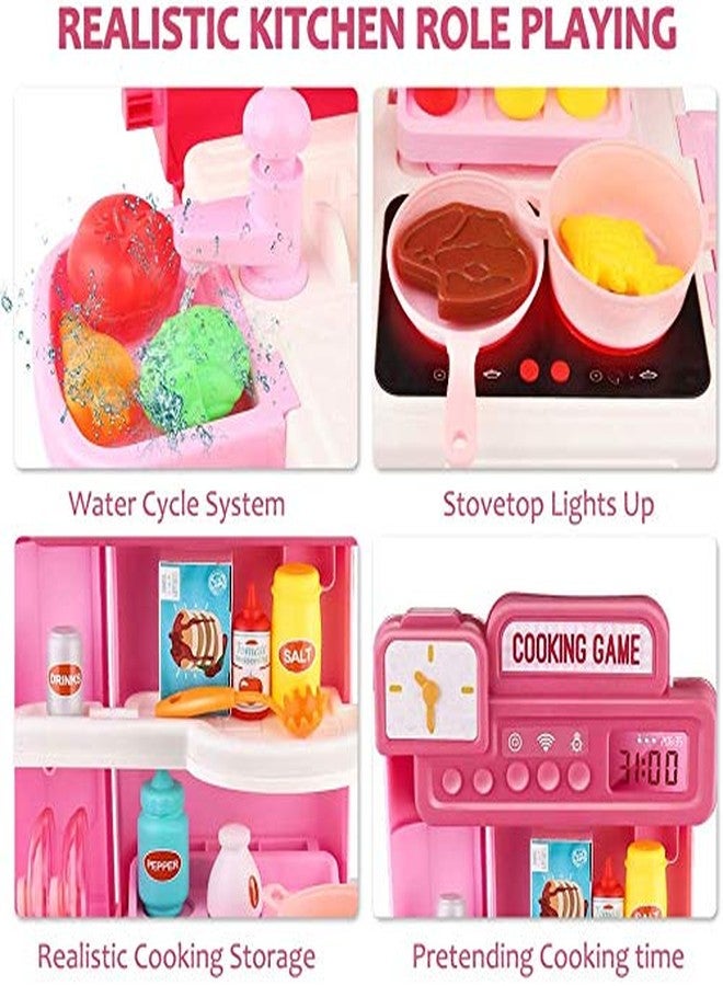 TWISHA ENTERPRISE 41 Piece Pretend Play Kitchen Set for Kids Girls with Kitchen Accessories Set Realistic Lights & Sound - Image 4